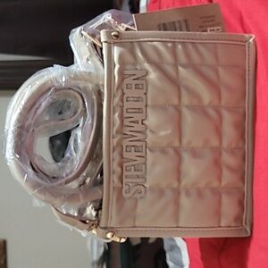 Steve Madden Beige Quilted Shoulder Bag